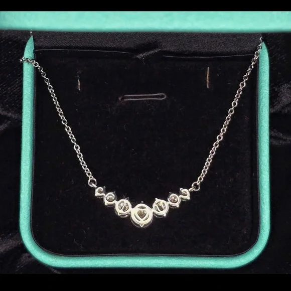 2.8CT Moissanite Curve Necklace D Color VVS Sterling Silver Seven Stone Pendant